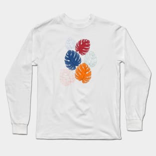 Monstera deliciosa in fall colors design Long Sleeve T-Shirt